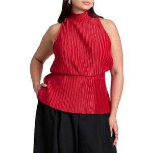 Eloquii Red Pleated Halter Top NWT